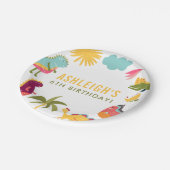 Niedliche Dinosaurier Gender-Neutral Geburtstagspa Pappteller (Schrägansicht)