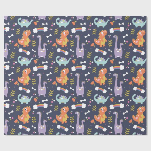 Niedliche Dinosaurier Geschenkpapier (Flach)