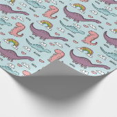 Niedliche Dinosaurier Geschenkpapier (Ecke)