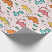 Niedliche Dinosaurier Geschenkpapier (Ecke)