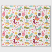 Niedliche Dinosaurier Geschenkpapier (Flach)