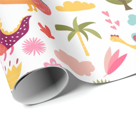 Niedliche Dinosaurier Geschenkpapier (Rolleneckpunkt)