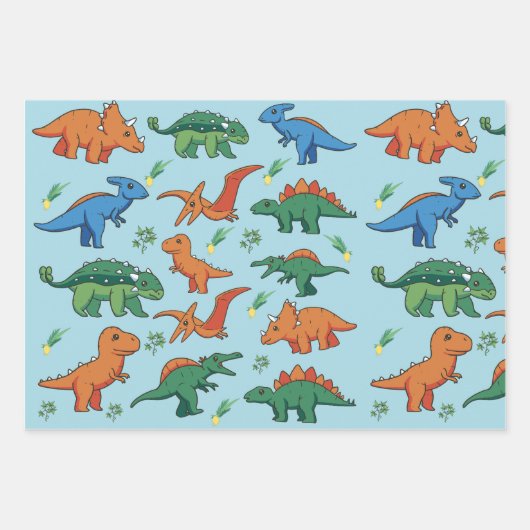 Niedliche Dinosaurier Geschenkpapier Set (Vorderseite 2)