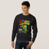 Niedliche Dinosaurier-Gesichtsmaske 8. Klasse zurü Sweatshirt (Vorne ganz)
