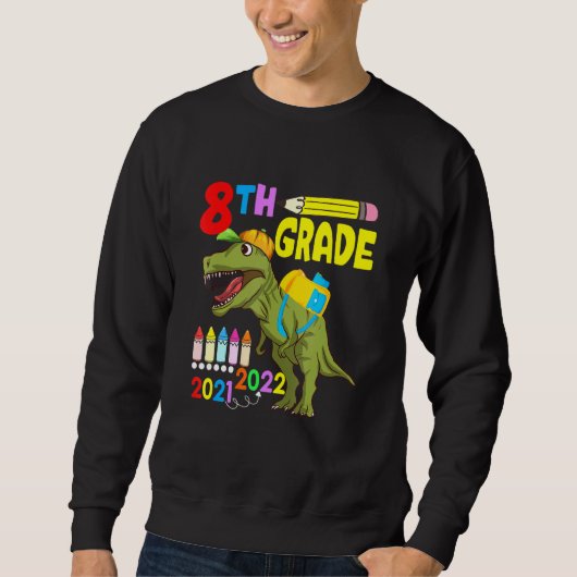 Niedliche Dinosaurier-Gesichtsmaske 8. Klasse zurü Sweatshirt (Vorderseite)