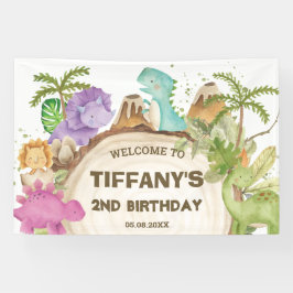 Niedliche Dinosaurier Girl Birthday Baby Dusche Hi Banner