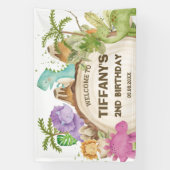 Niedliche Dinosaurier Girl Birthday Baby Dusche Hi Banner (Vertikal)