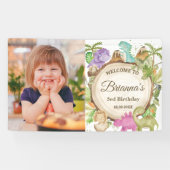Niedliche Dinosaurier Girl Birthday Baby Dusche Wi Banner (Horizontal)