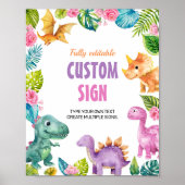 Niedliche Dinosaurier Girl Birthday Party Custom S Poster (Vorne)