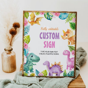 Niedliche Dinosaurier Girl Birthday Party Custom S Poster