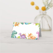 Niedliche Dinosaurier Girl Birthday Platzkarte (Vorderseite)