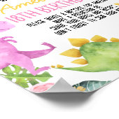 Niedliche Dinosaurier Girl Birthday Time Kapsel Ze Poster (Ecke)