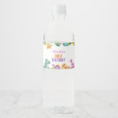 Niedliche Dinosaurier Girl Birthday Water Flasche Wasserflaschenetikett (Vorderseite)