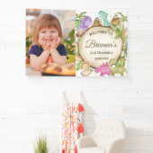 Niedliche Dinosaurier Girl Geburtstag Begrüßung Hi Banner (InSitu)