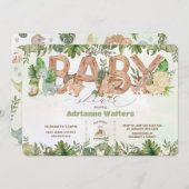 Niedliche Dinosaurier Greenery Boy Baby Shower Einladung (Vorne/Hinten)