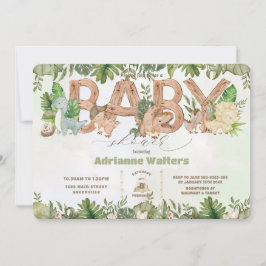 Niedliche Dinosaurier Greenery Boy Baby Shower Einladung
