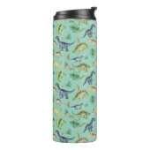 Niedliche Dinosaurier Grünes Wasserfarben Kindermu Thermosbecher (Nach links gedreht)