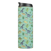 Niedliche Dinosaurier Grünes Wasserfarben Kindermu Thermosbecher (Nach rechts gedreht)