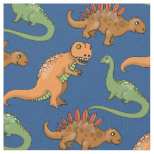 Niedliche Dinosaurier Illustriertes Muster Stoff