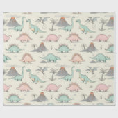 Niedliche Dinosaurier im Jurassic Land Geschenkpapier (Flach)