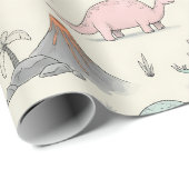 Niedliche Dinosaurier im Jurassic Land Geschenkpapier (Rolleneckpunkt)
