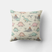 Niedliche Dinosaurier im Jurassic Land Kissen (Rückseite)