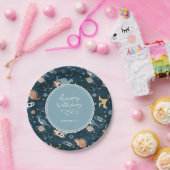 Niedliche Dinosaurier im Space Pattern Kindergebur Pappteller (Party)