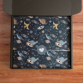 Niedliche Dinosaurier im Space Pattern Kindergebur Seidenpapier