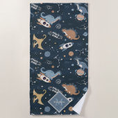 Niedliche Dinosaurier in Space Pattern Kids Strandtuch (Vorderseite)