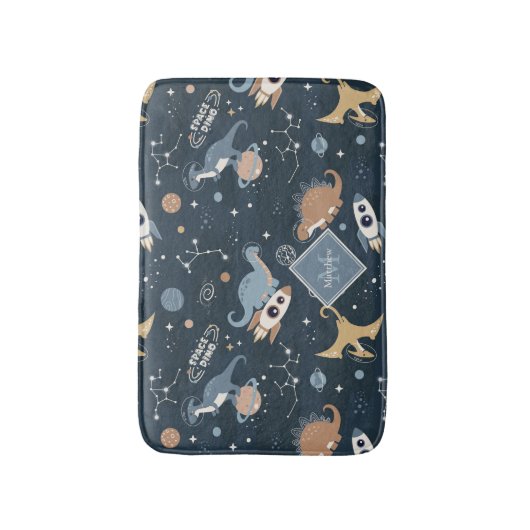 Niedliche Dinosaurier in Space Pattern Kinder Bade Badematte (Vorderseite Vertikal)