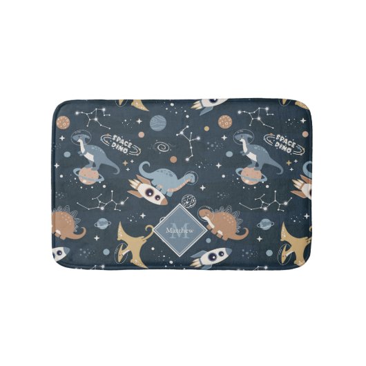 Niedliche Dinosaurier in Space Pattern Kinder Bade Badematte (Vorderseite)