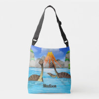 Niedliche Dinosaurier-individuelle Name-Taschen