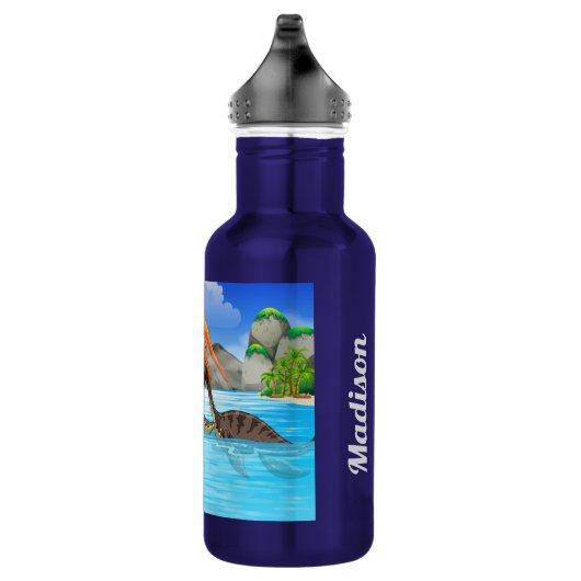 Niedliche Dinosaurier individuelle Name Wasserflas Edelstahlflasche (Rechts)