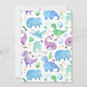 Niedliche Dinosaurier "It's a Boy" Kinderdusche Einladung (Rückseite)