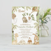 Niedliche Dinosaurier "It's a Boy" Kinderdusche Einladung (Stehend Vorderseite)