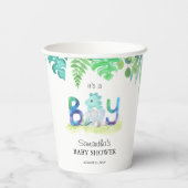 Niedliche Dinosaurier "It's a Boy" Kinderdusche Pappbecher (Rückseite)