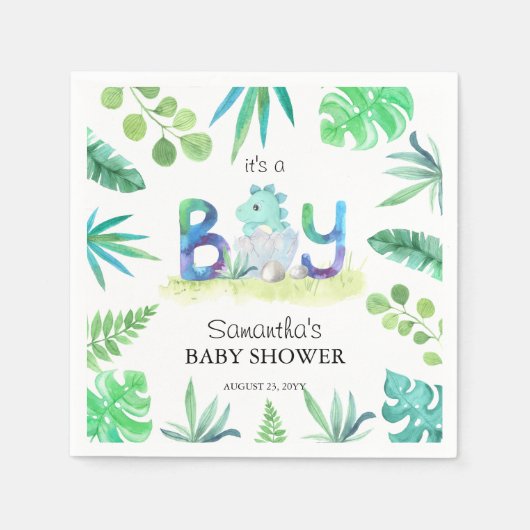 Niedliche Dinosaurier "It's a Boy" Kinderdusche Serviette (Vorderseite)