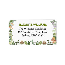Niedliche Dinosaurier Jungle Grüne Rücksendeadress Adressaufkleber