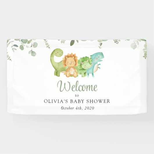 Niedliche Dinosaurier, Jurassik, Babydusche Empfan Banner (Horizontal)