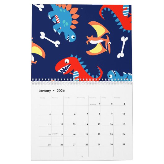 Niedliche Dinosaurier Kalender (Jan 2026)
