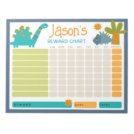 Niedliche Dinosaurier Kids Reward Chart for Daily  Notizblock