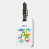 Niedliche Dinosaurier Kinder Personalisiert Gepäckanhänger (Vorderseite vertikal)