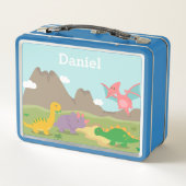 Niedliche Dinosaurier Kinder Personalisiert Metall Brotdose (Rückseite)