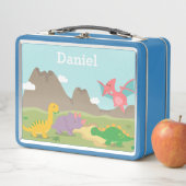 Niedliche Dinosaurier Kinder Personalisiert Metall Brotdose (Beispiel)