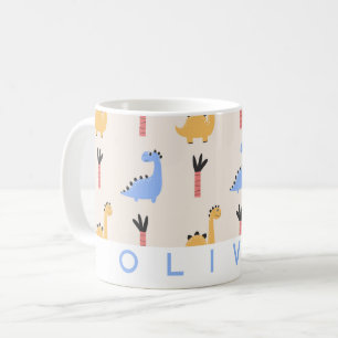 Niedliche Dinosaurier Kinder Tasse mit Personalisi