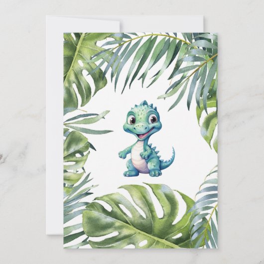 Niedliche Dinosaurier Kinderdusche Dankeskarte (Rückseite)