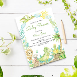 Niedliche Dinosaurier Kinderdusche Einladung