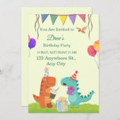 Niedliche Dinosaurier-Kindergeburtstag-Party Einla Einladung (Vorne/Hinten)