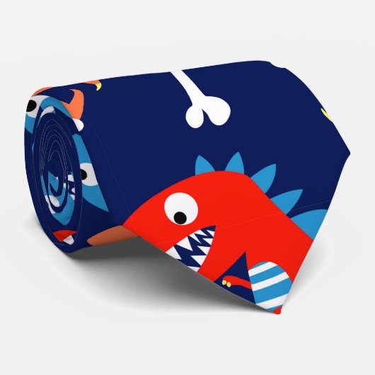 Niedliche Dinosaurier Krawatte (Gerollt)