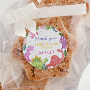 Niedliche Dinosaurier Labels Geburtstagsdusche Runder Aufkleber